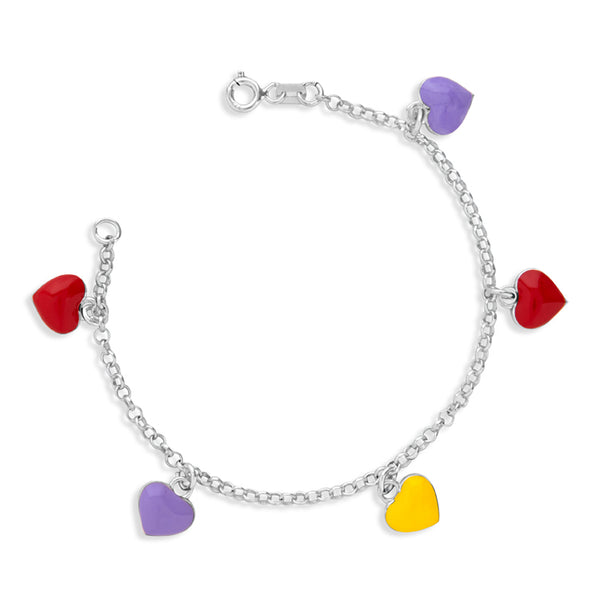 Multicolored Heart Silver Bracelet