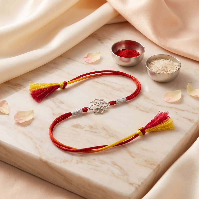 Devine Om Lotus Silver Rakhi