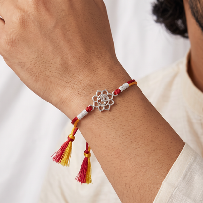 Devine Om Lotus Silver Rakhi