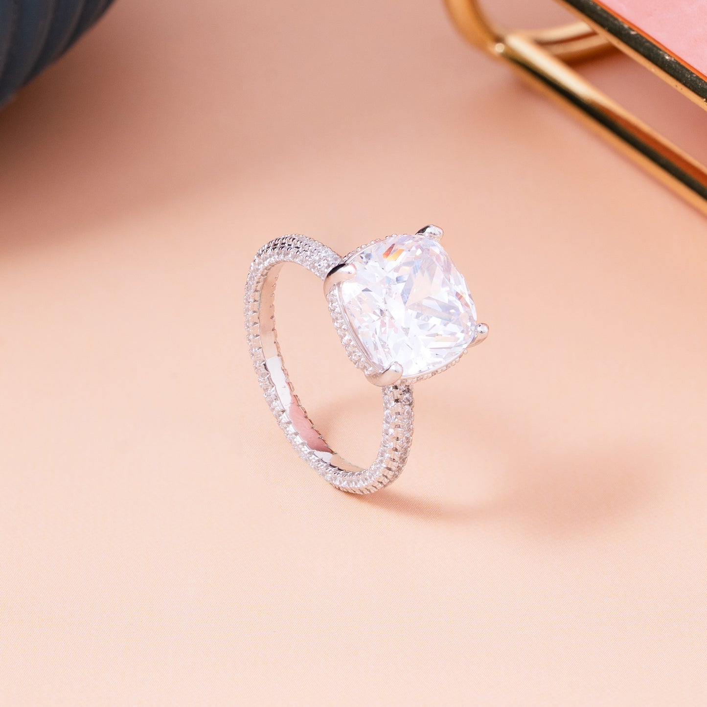 Diamond Veil Silver Ring