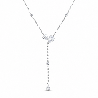 Diamond Droplet Silver Necklace