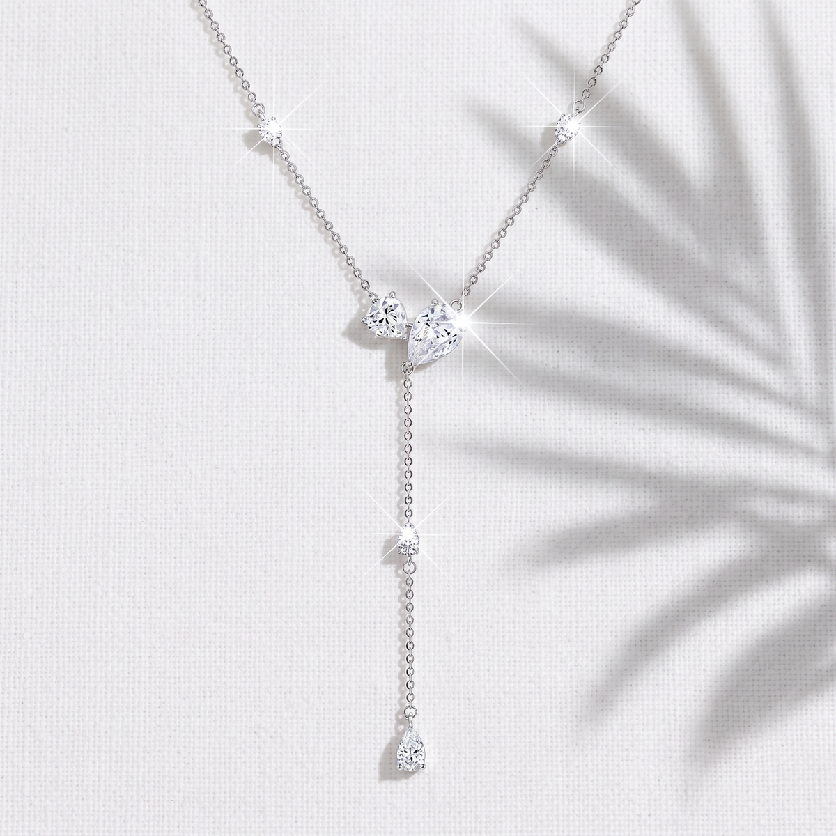 Diamond Droplet Silver Necklace