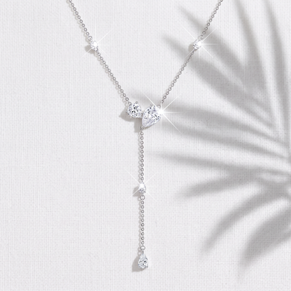Diamond Droplet Silver Necklace