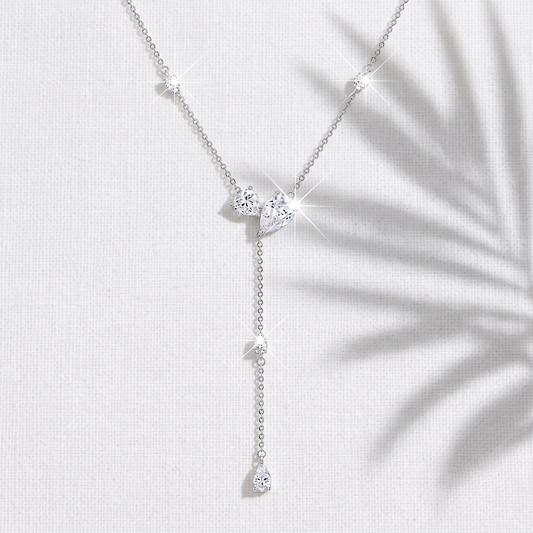 Diamond Droplet Silver Necklace