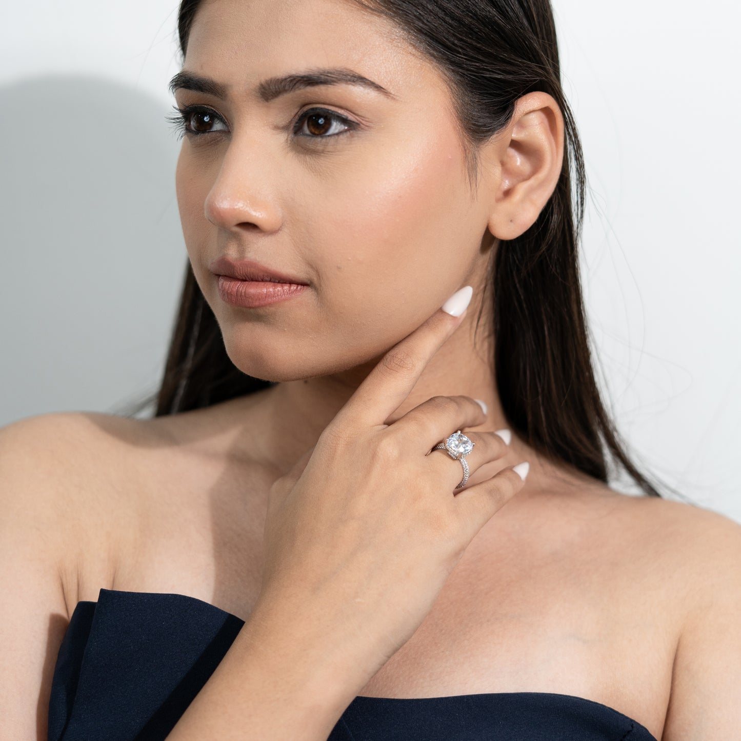 Diamond Veil Silver Ring