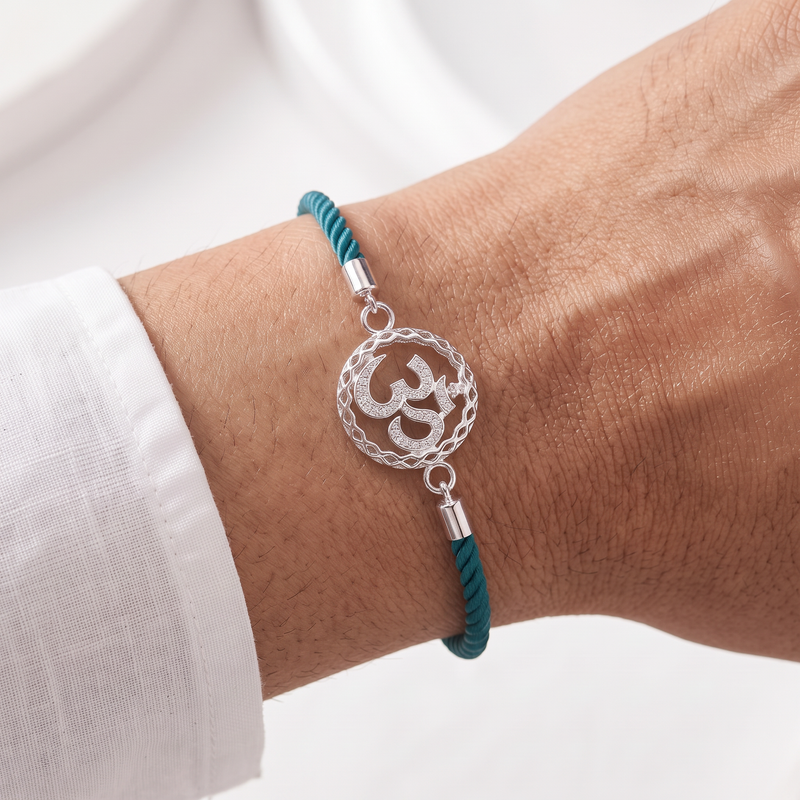 Divine Om Chakra Sterling Silver Rakhi Bracelet