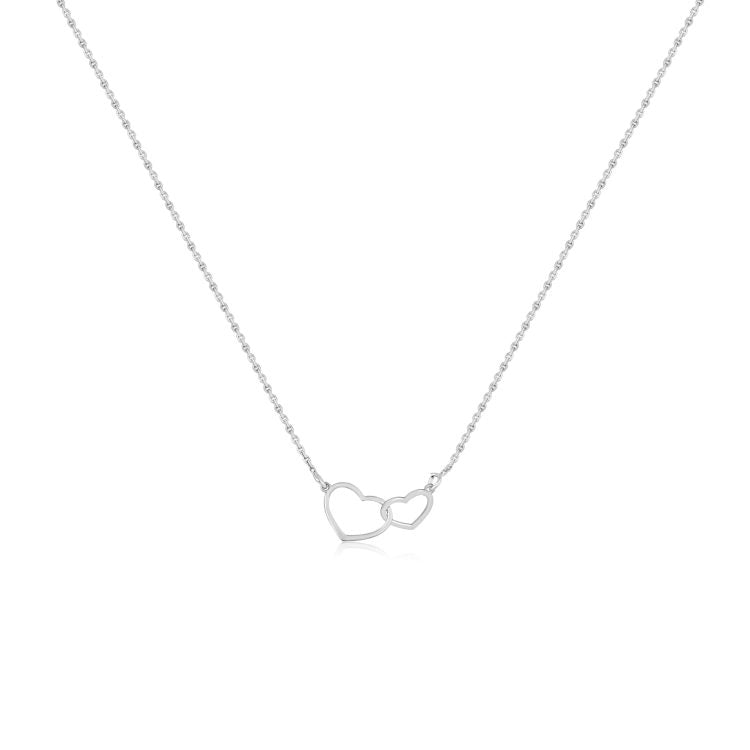 Double Heart Silver Pendant Necklace