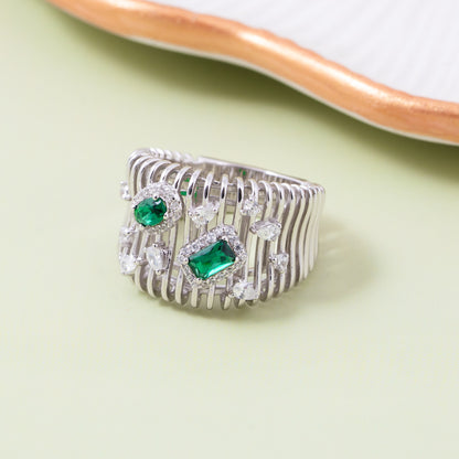 Emerald Crystal Weave Ring