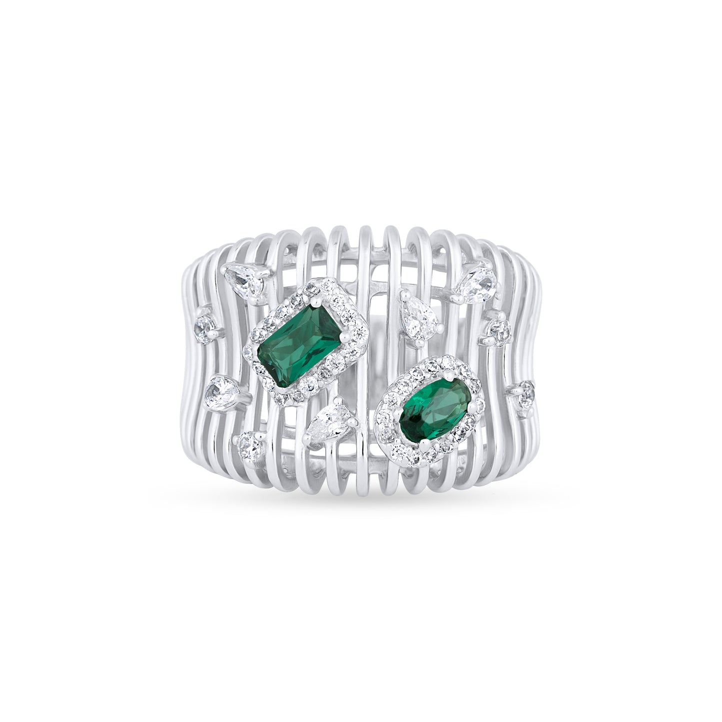 Emerald Crystal Weave Ring