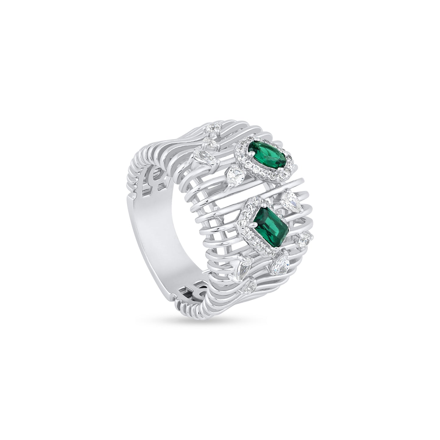 Emerald Crystal Weave Ring