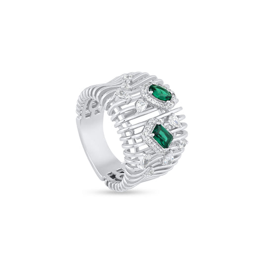 Emerald Crystal Weave Ring
