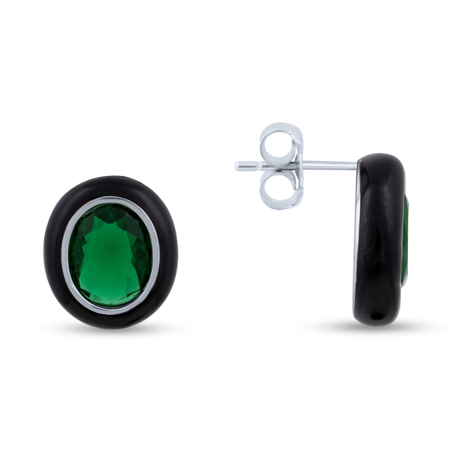 Emerald Noir Stud Earrings