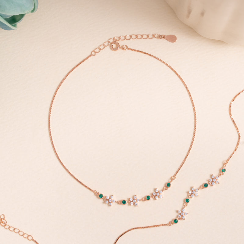 Emerald Petal Anklet