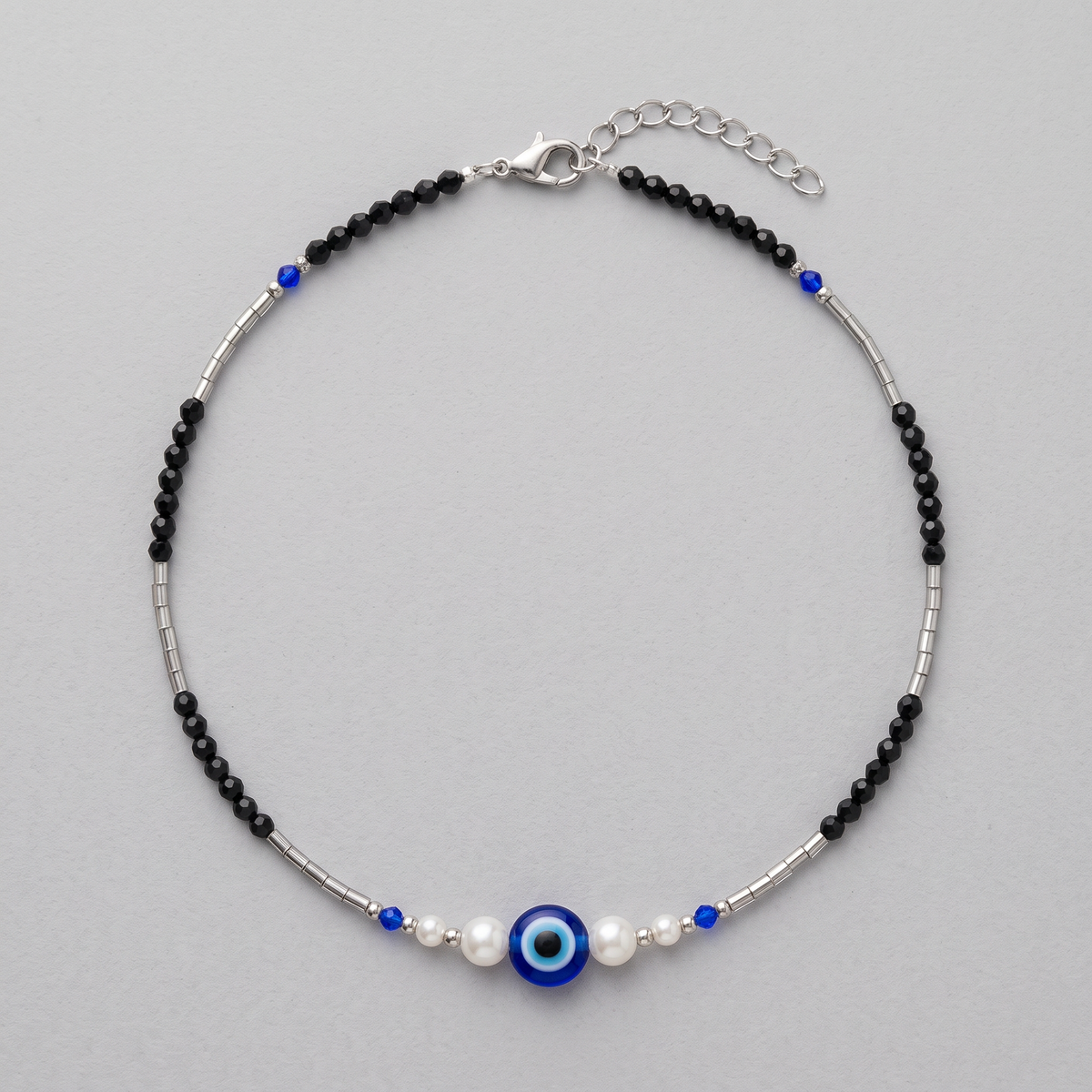 Evil Eye Pearl Noir Anklet