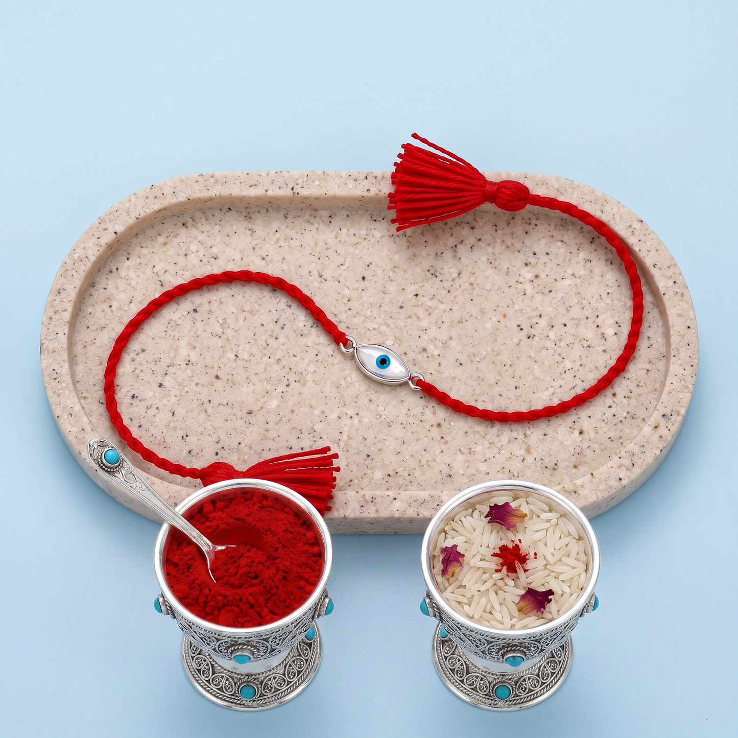 Evil Eye Protection Silver Rakhi