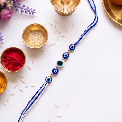 Evil Eye Shield Silver Rakhi