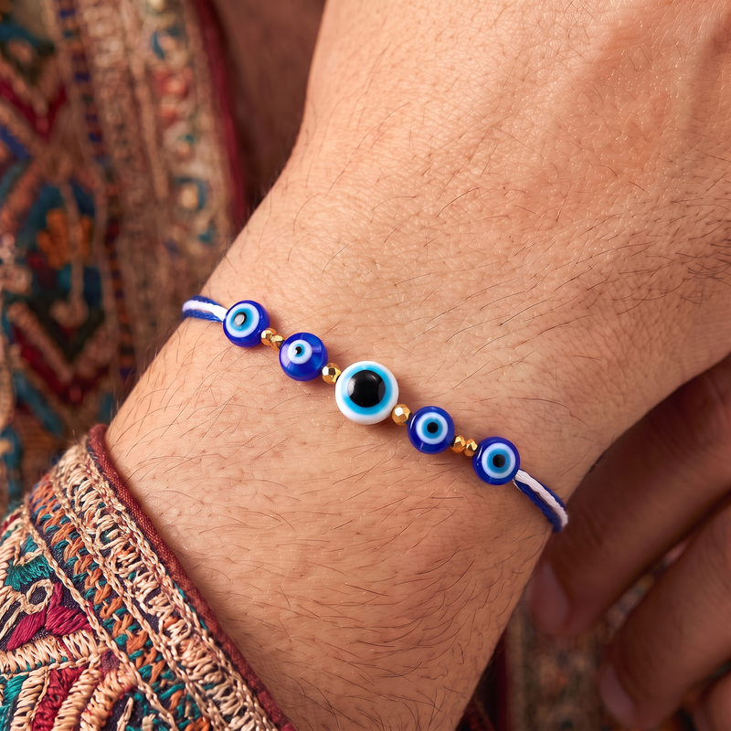 Evil Eye Shield Silver Rakhi