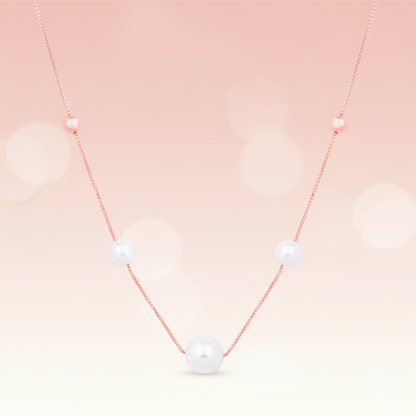 Rose Gold Floating Pearls Necklace
