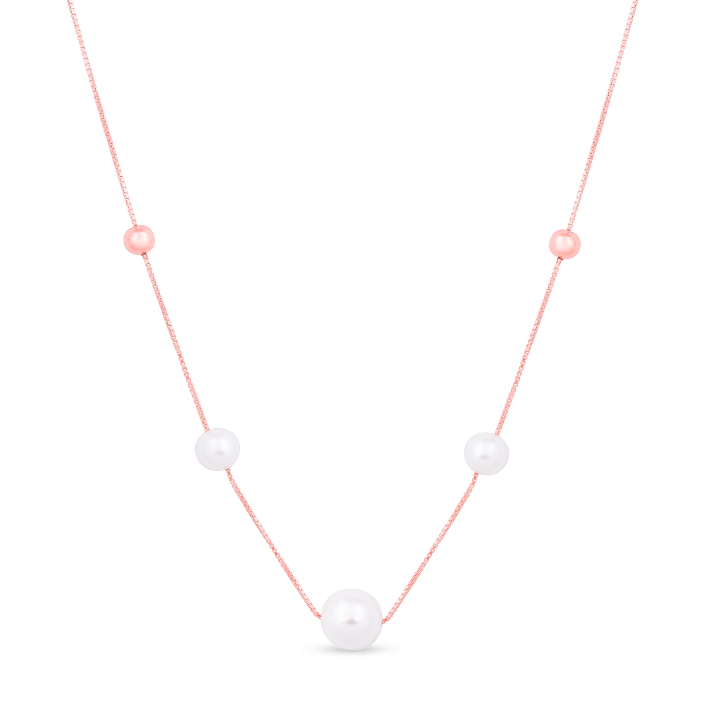 Rose Gold Floating Pearls Necklace