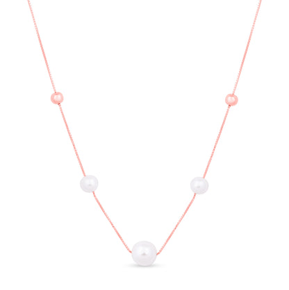 Rose Gold Floating Pearls Necklace