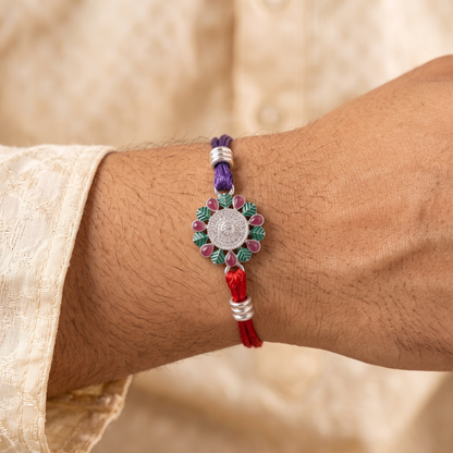 Floral Aura Sterling Silver Rakhi