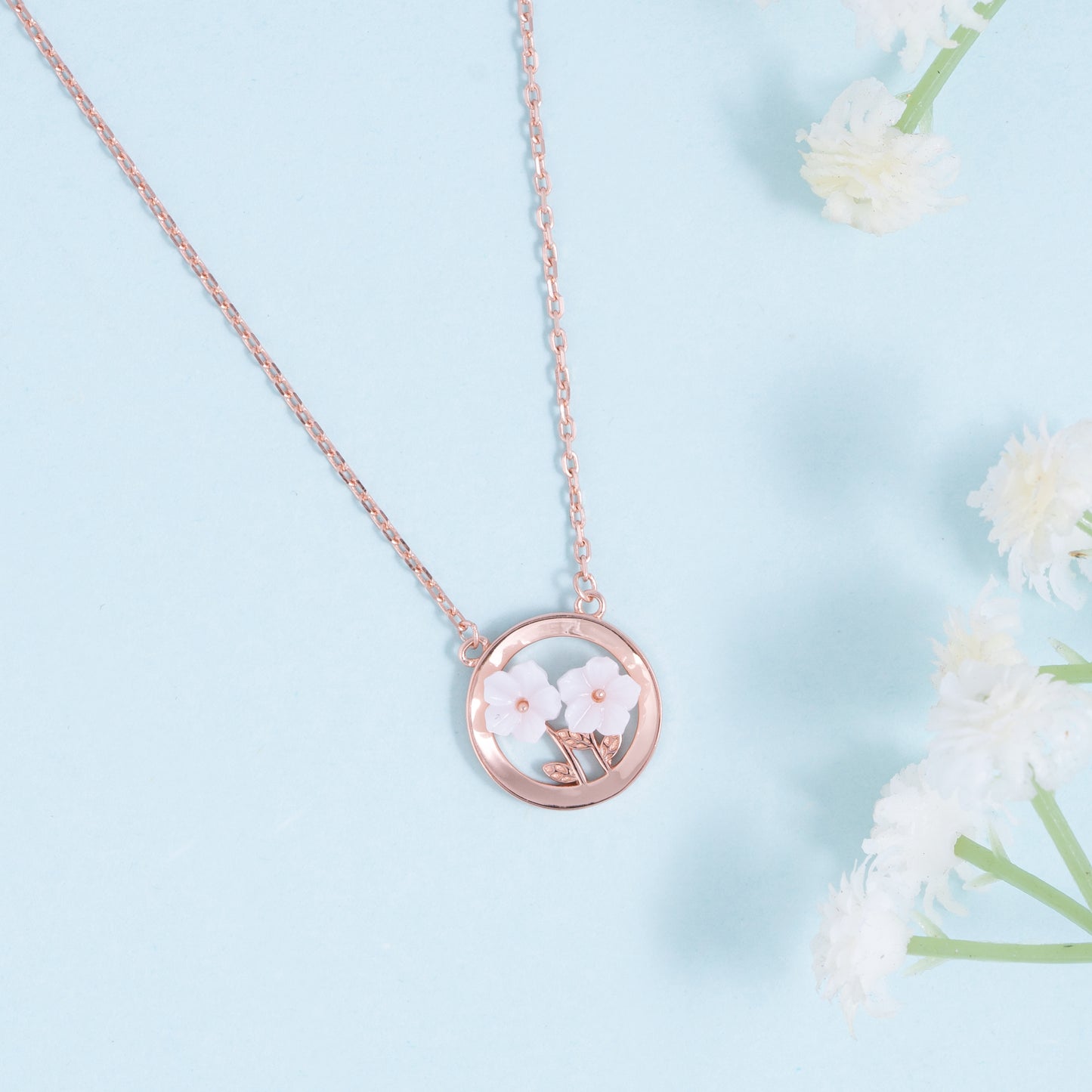 Floral Serenity Rose Gold Plated Necklace