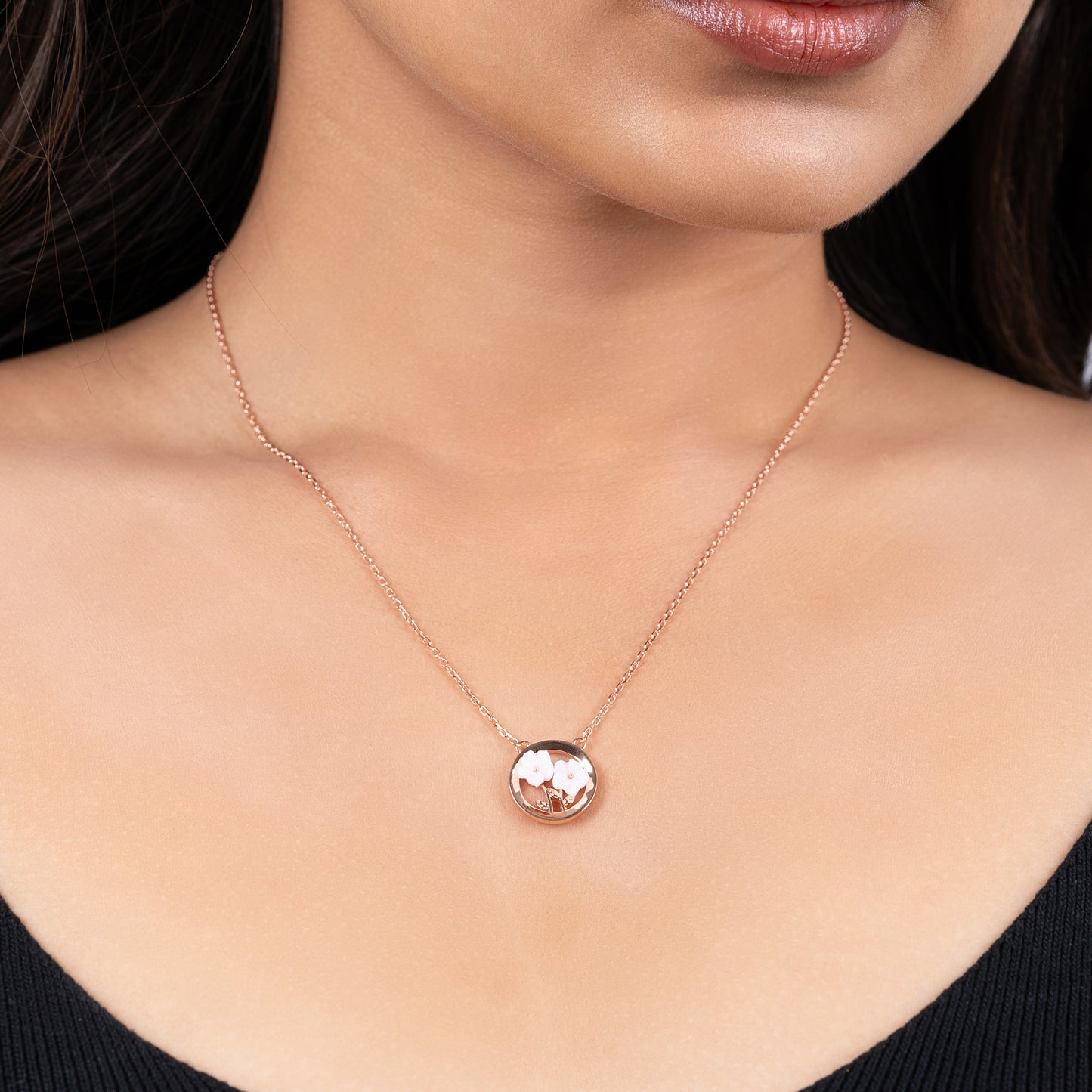 Floral Serenity Rose Gold Plated Necklace