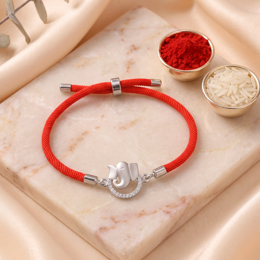 Ganesha Grace Silver Rakhi