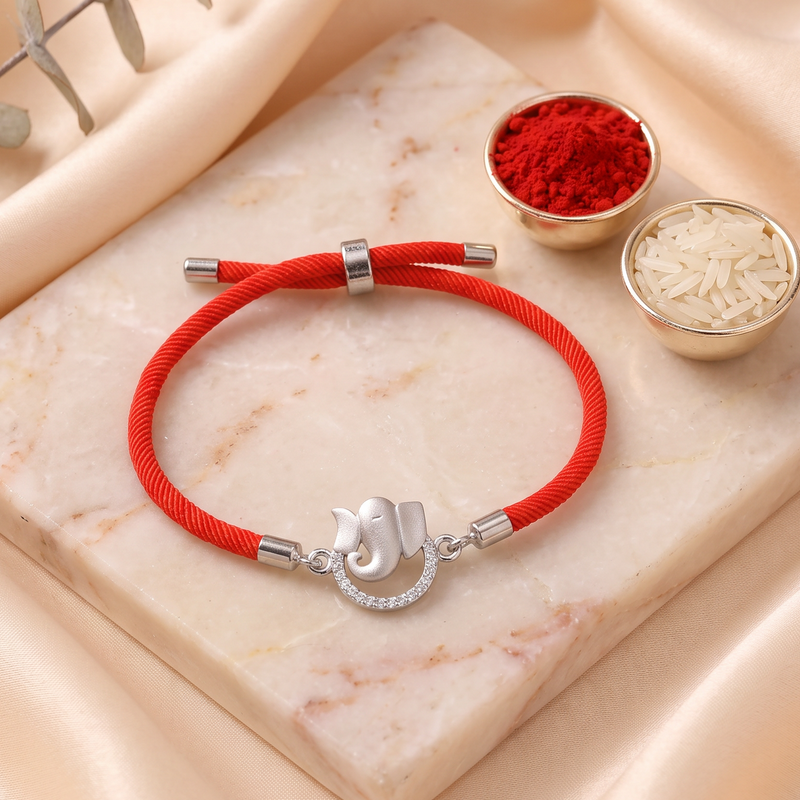 Ganesha Grace Silver Rakhi