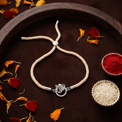 Ganesha Grace Sterling Silver Rakhi Bracelet
