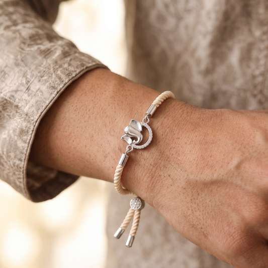 Ganesha Grace Sterling Silver Rakhi Bracelet