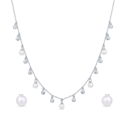 Glyters Silver Pearl Dewdrop Set