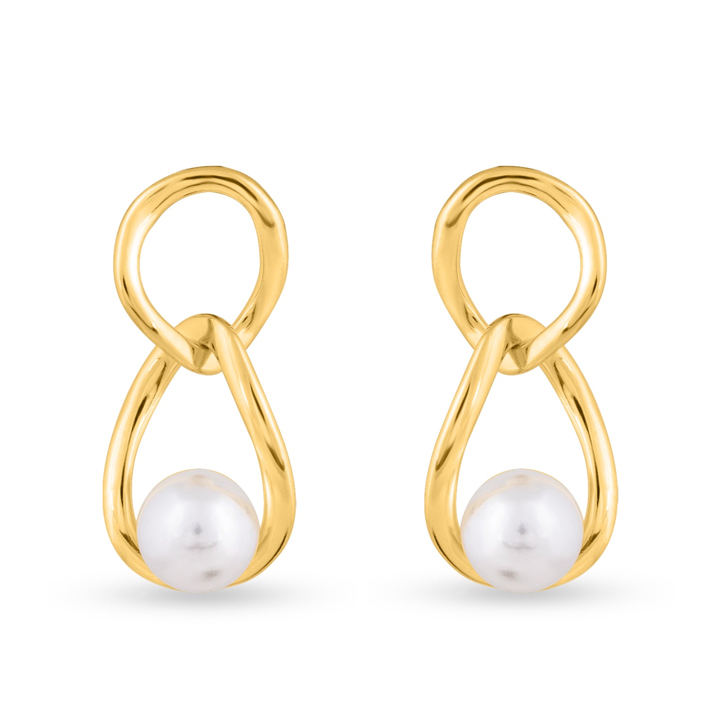 Gold Plated Infinity Pearl Loop Earrings