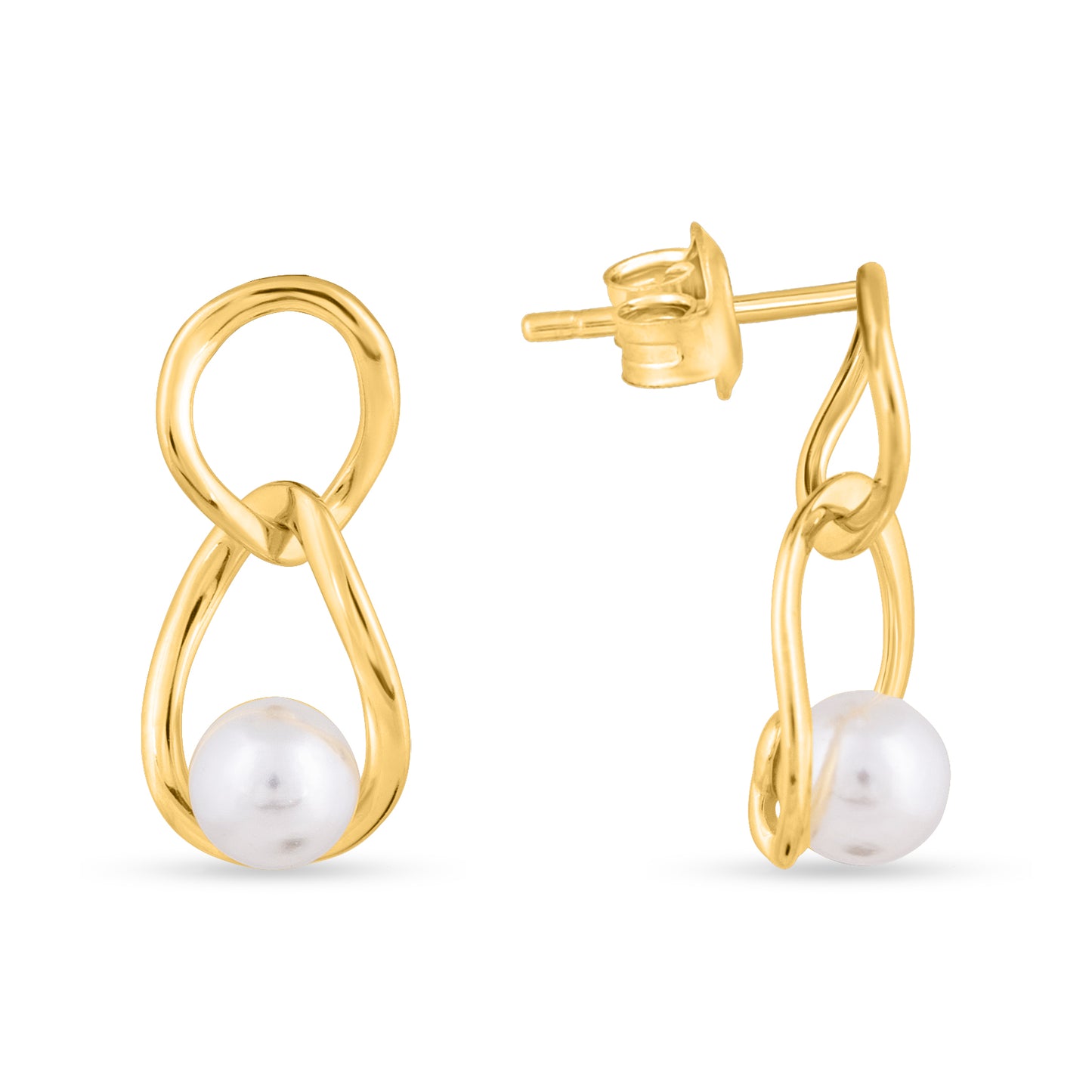 Gold Plated Infinity Pearl Loop Earrings