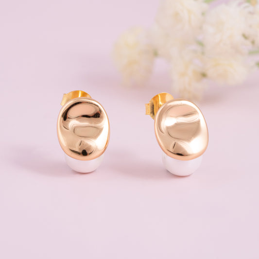 Golden Moonlit Pearl Studs