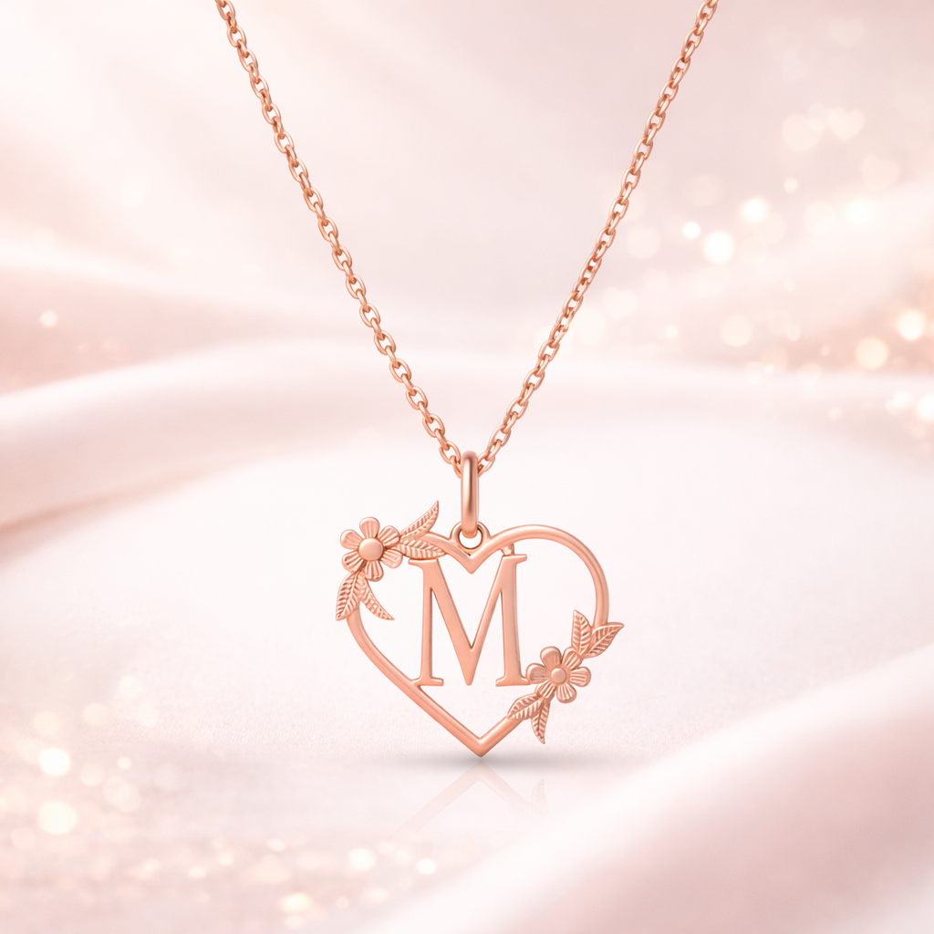 Heart Initial Personalised Rose Gold Pendant