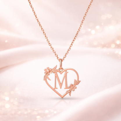 Heart Initial Personalised Rose Gold Pendant