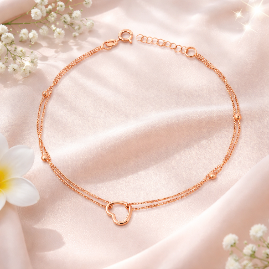 Heartfelt Rose Gold Anklet