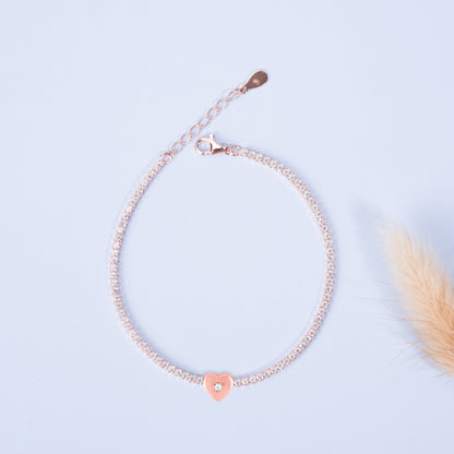Heartfelt Glow Rose Gold Plated Silver Bracelet