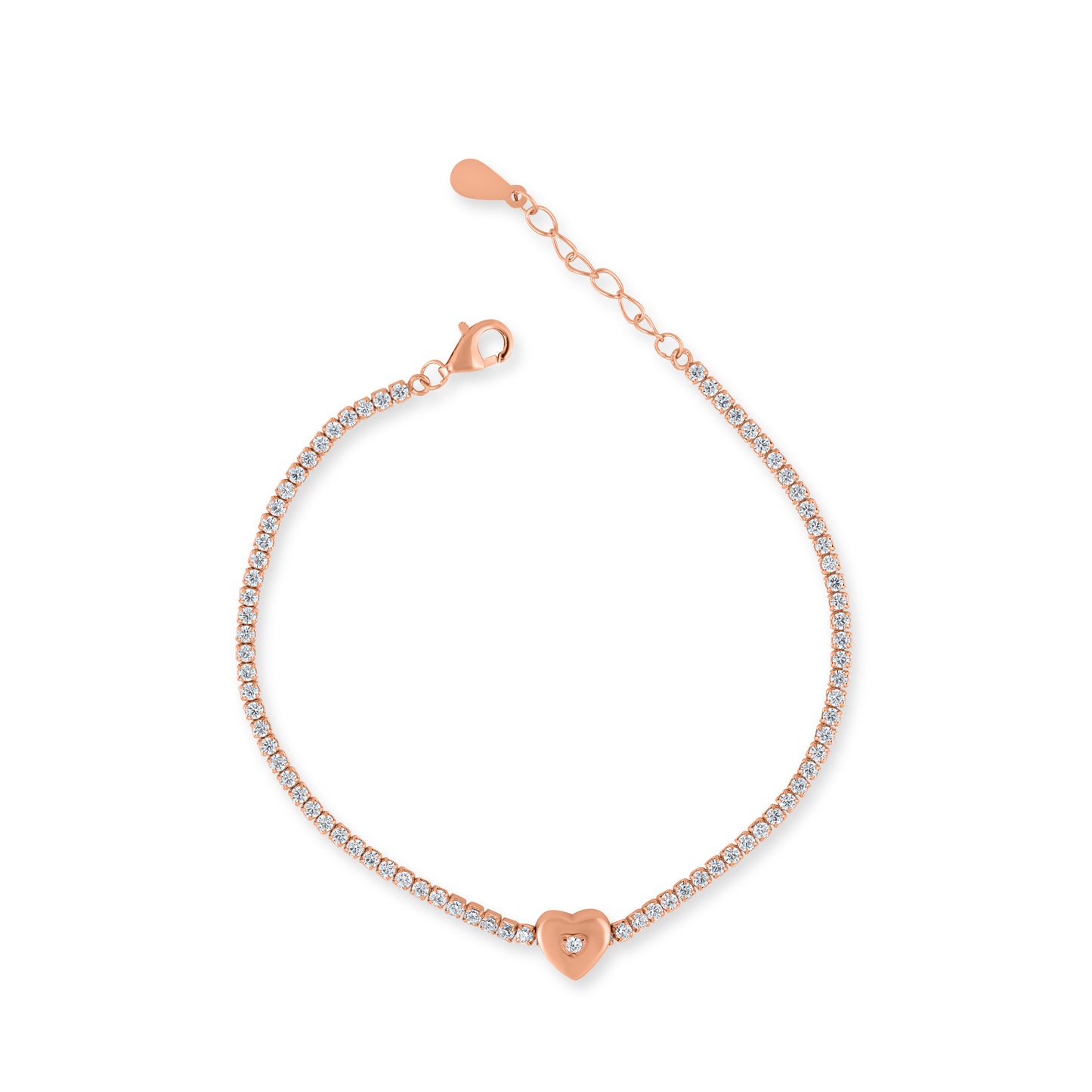Heartfelt Glow Rose Gold Plated Silver Bracelet