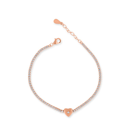 Heartfelt Glow Rose Gold Plated Silver Bracelet