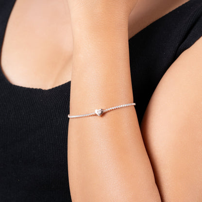Heartfelt Glow Rose Gold Plated Silver Bracelet