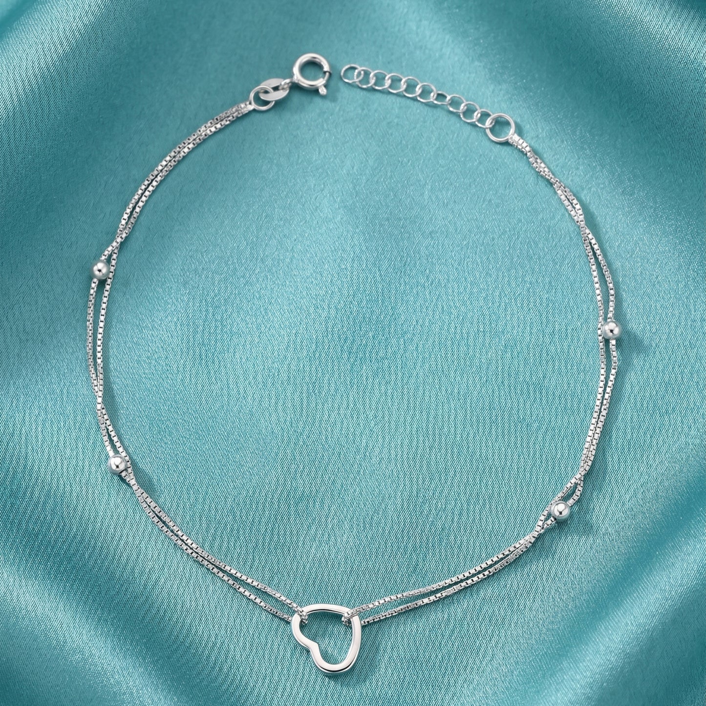 Silver Heartfelt Anklet