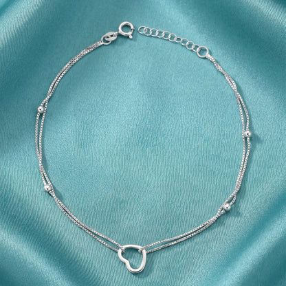 Silver Heartfelt Anklet