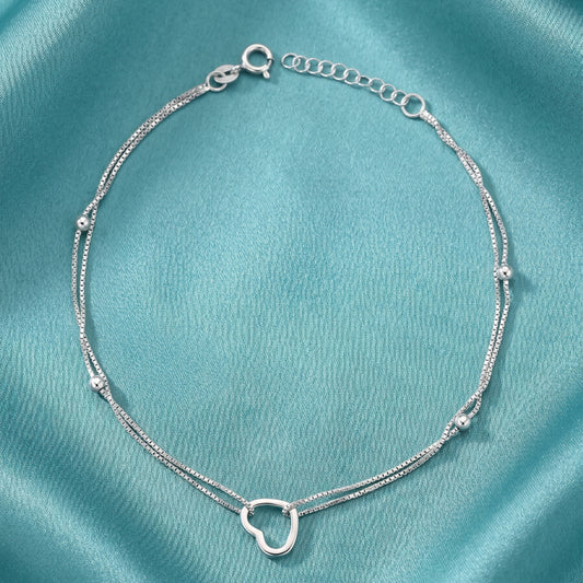 Silver Heartfelt Anklet