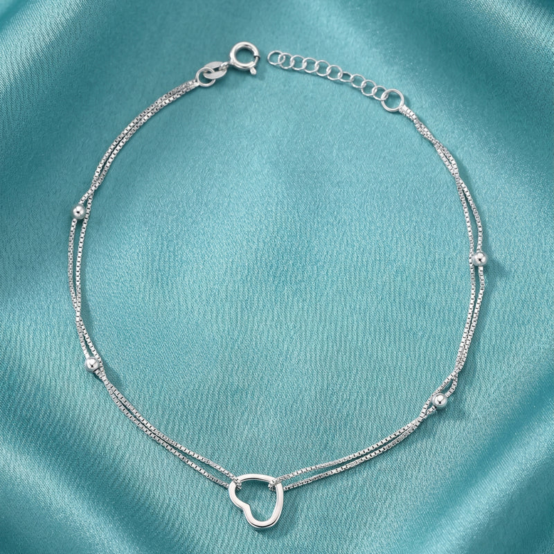 Silver Heartfelt Anklet