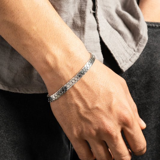 Hexa Mesh Silver Bracelet For Men