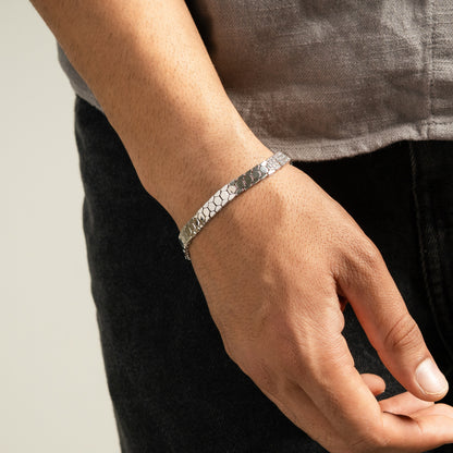 Hexa Mesh Silver Bracelet For Men