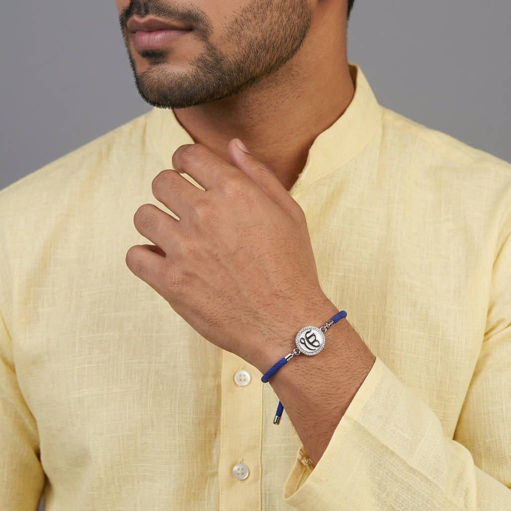 Ik Onkar Divine 92.5 Sterling Silver Bracelet Rakhi