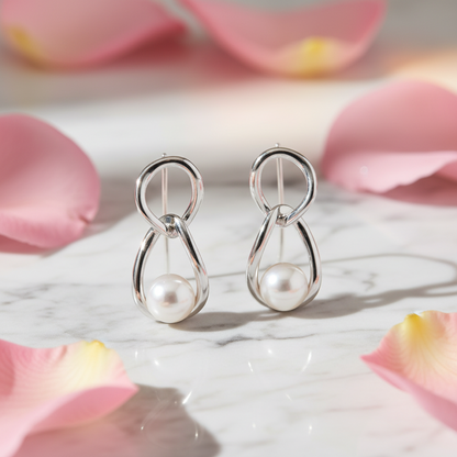 Infinity Pearl Loop Earrings